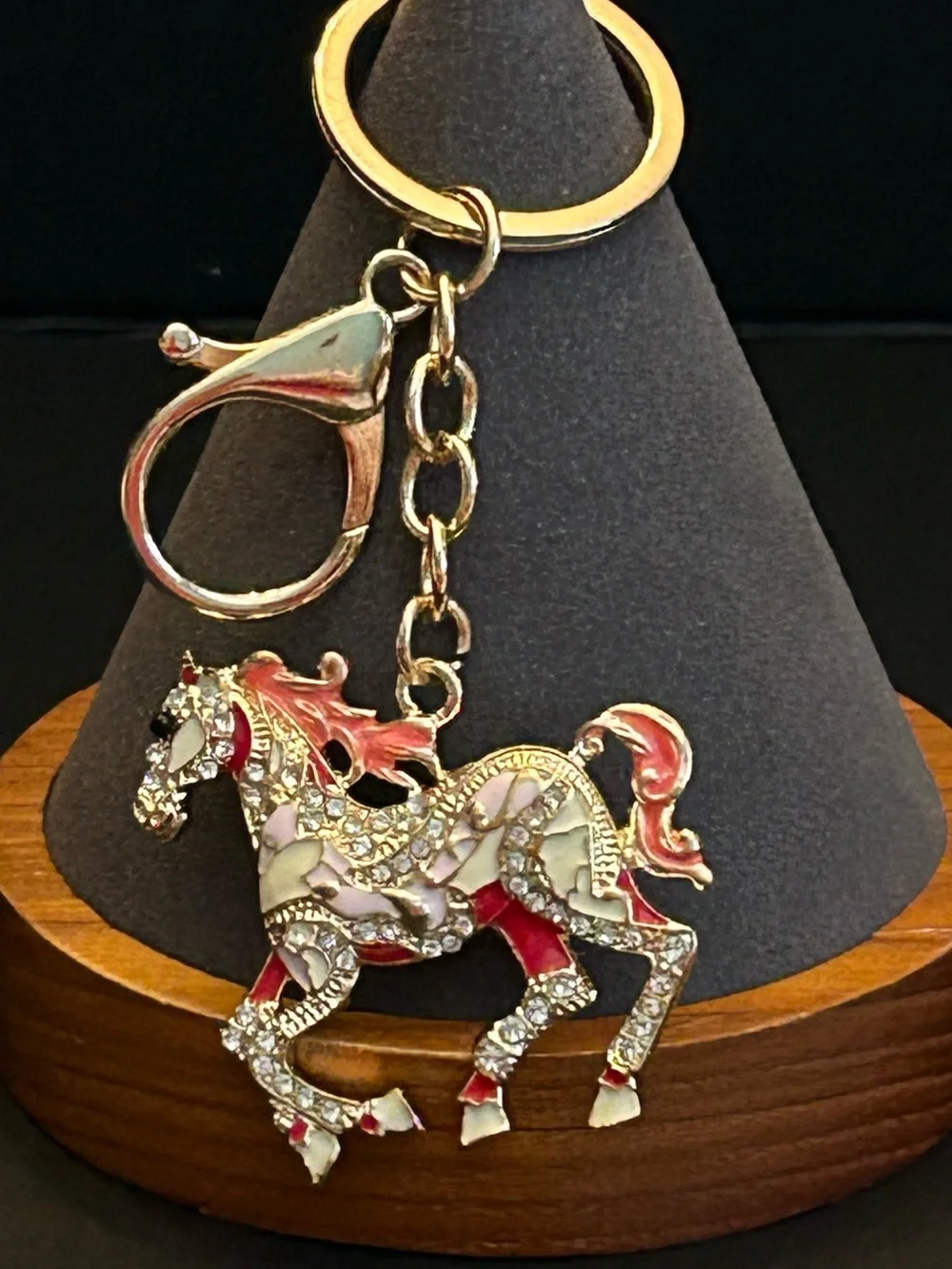 Gold or Silver Hardware w/Colorful Crystal Trotting Horse 🐎 Bag Charm Keychain